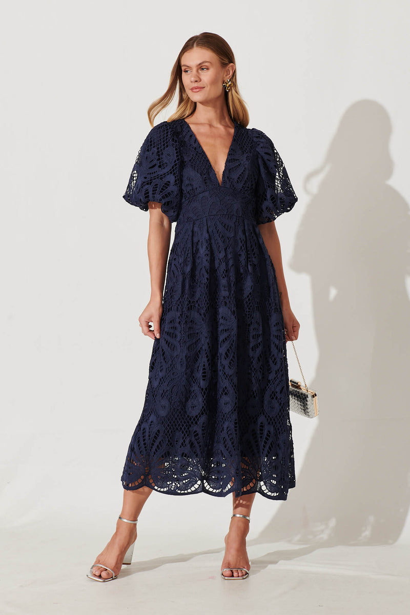 Navy lace maxi dress on sale