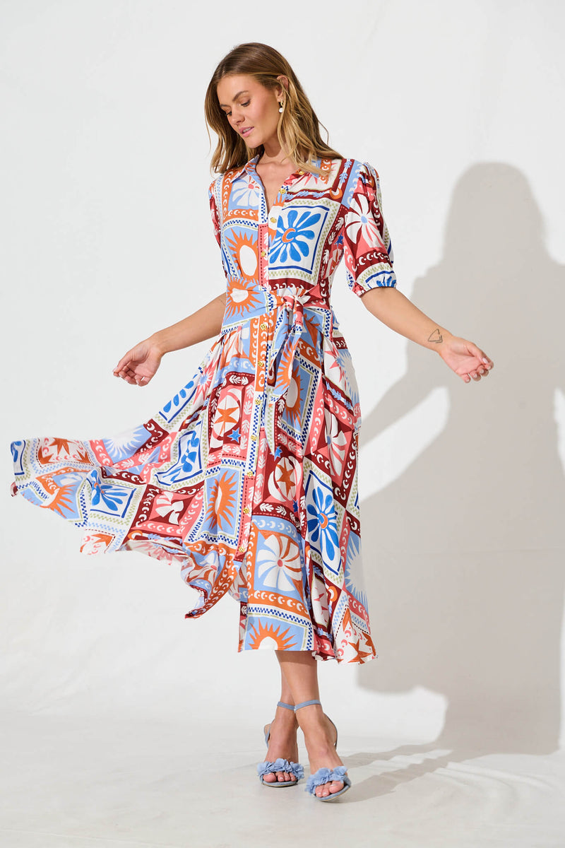 Erin Shirt Dress - Front open shirt dress hotsell with multi print.