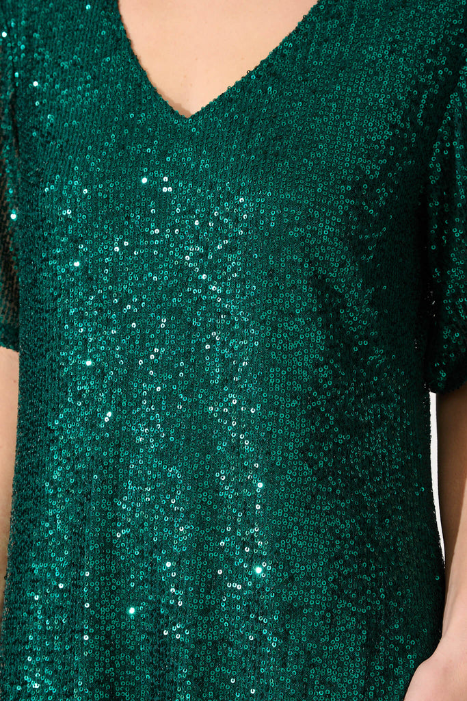 Its You Dress In Emerald Green Sequin - detail