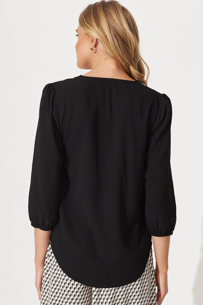 Viviani Zip Top In Black - back