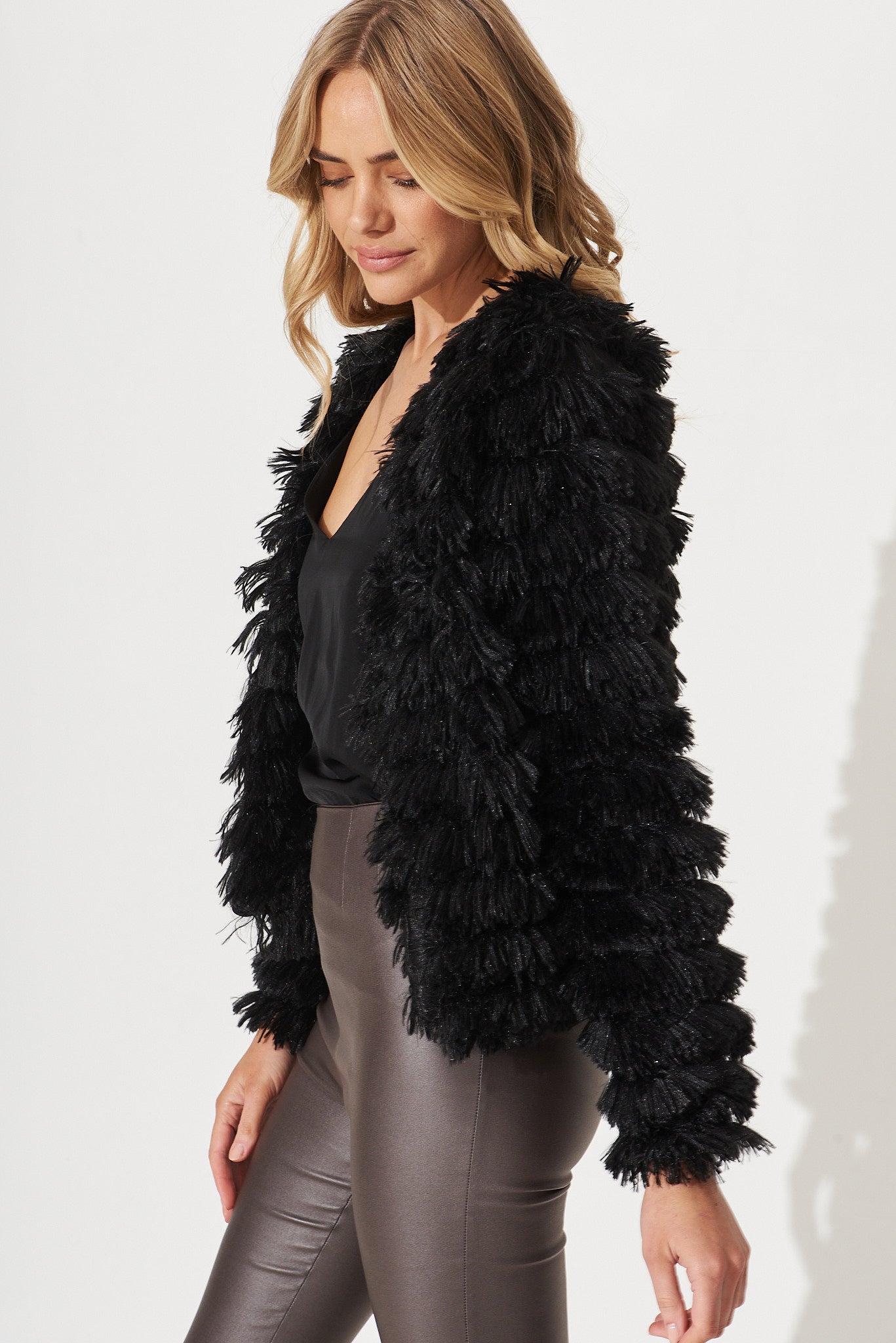 Elysian Faux Fur Jacket In Black – St Frock