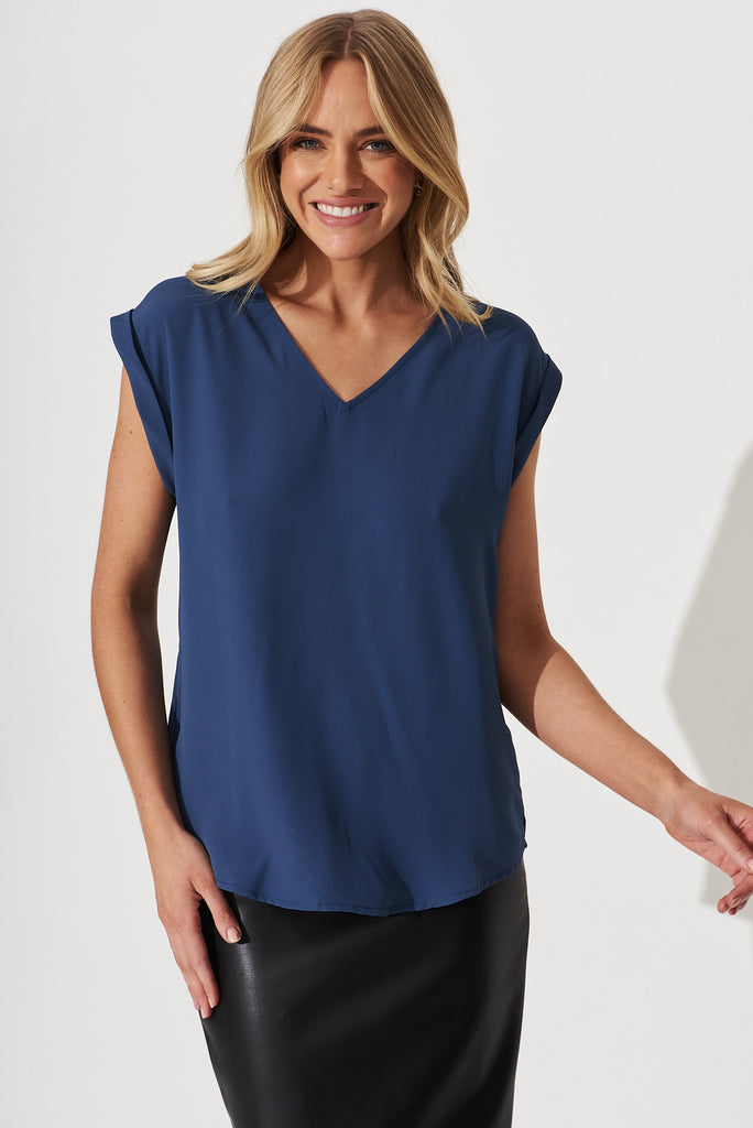 Jina Top In Blue - front