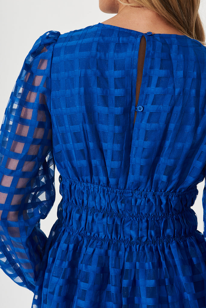 Cammeray Midi Dress In Cobalt Blue Organza - detail