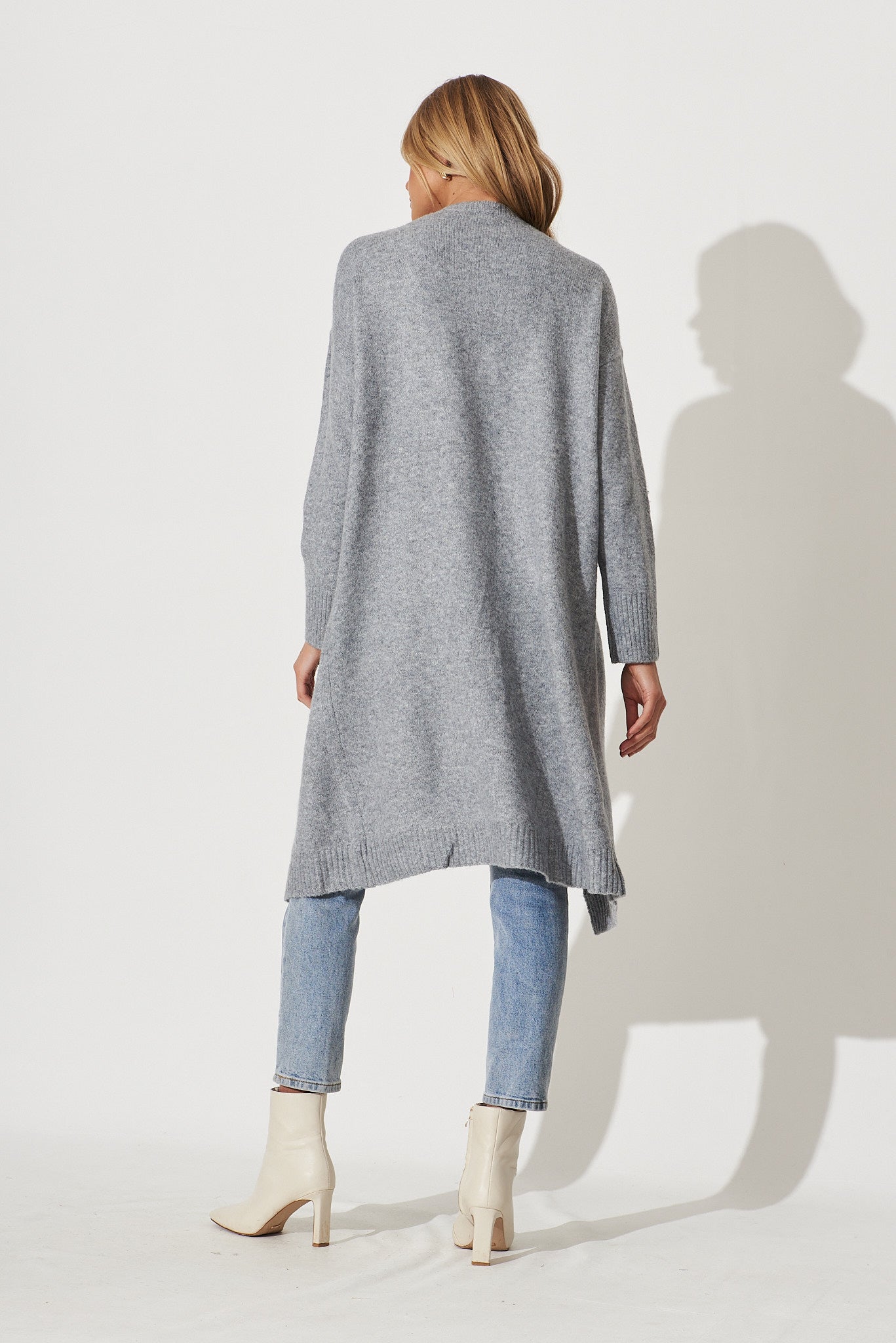 Grey sales cardigan wool