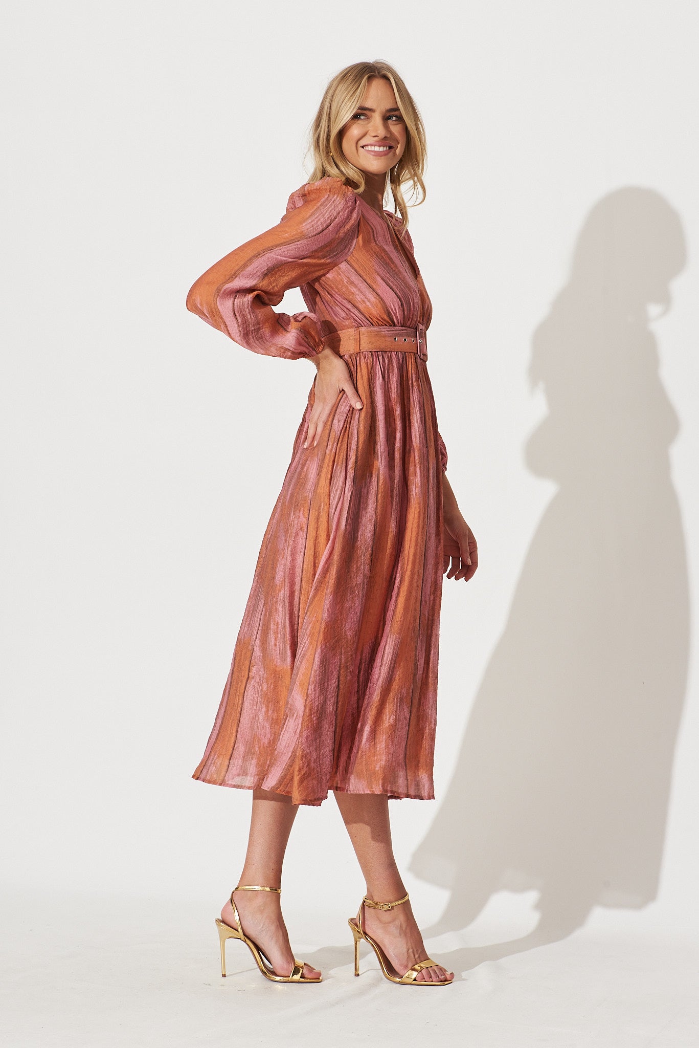 Vichy Midi Dress In Pink With Rust Print – St Frock