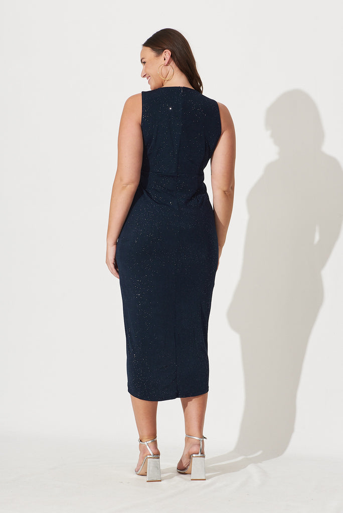 Amanda Midi Dress In Navy Glitter - back