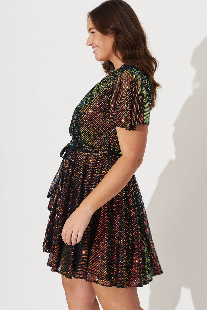 Amoretto Dress In Multi Sequin - side