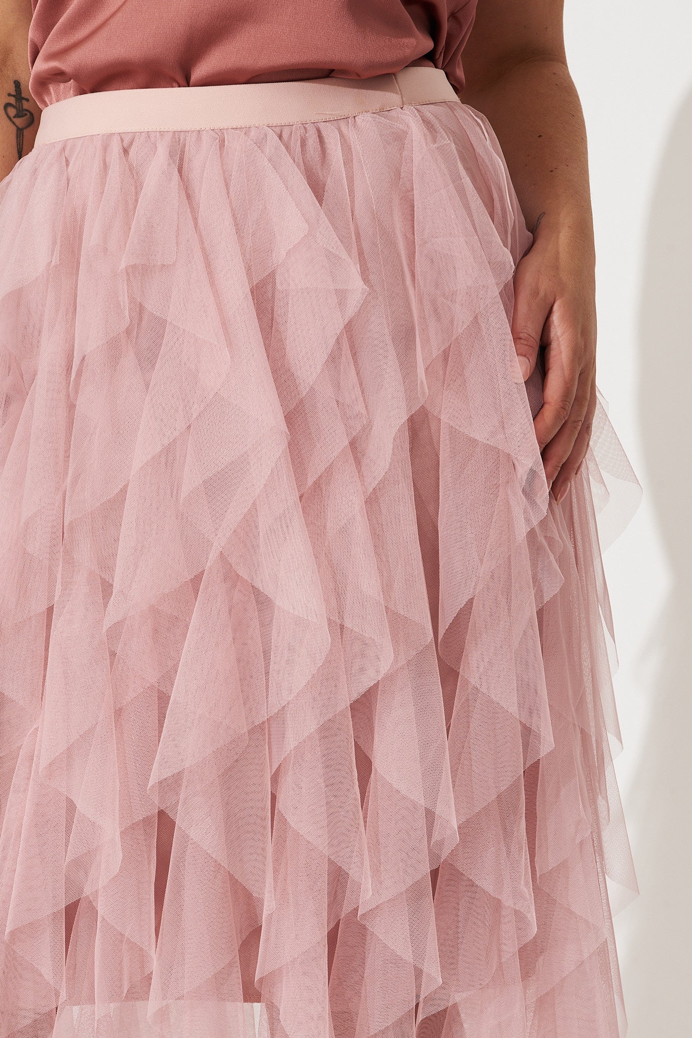 Cleef Midi Tulle Skirt In Pink St Frock