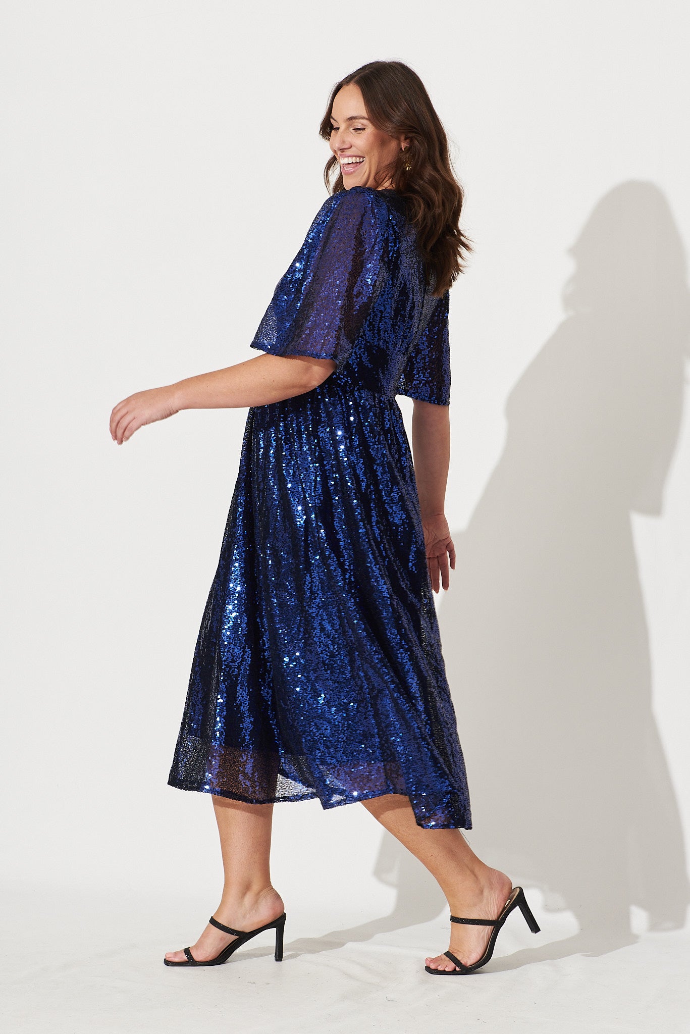 Navy sequin 2025 midi dress