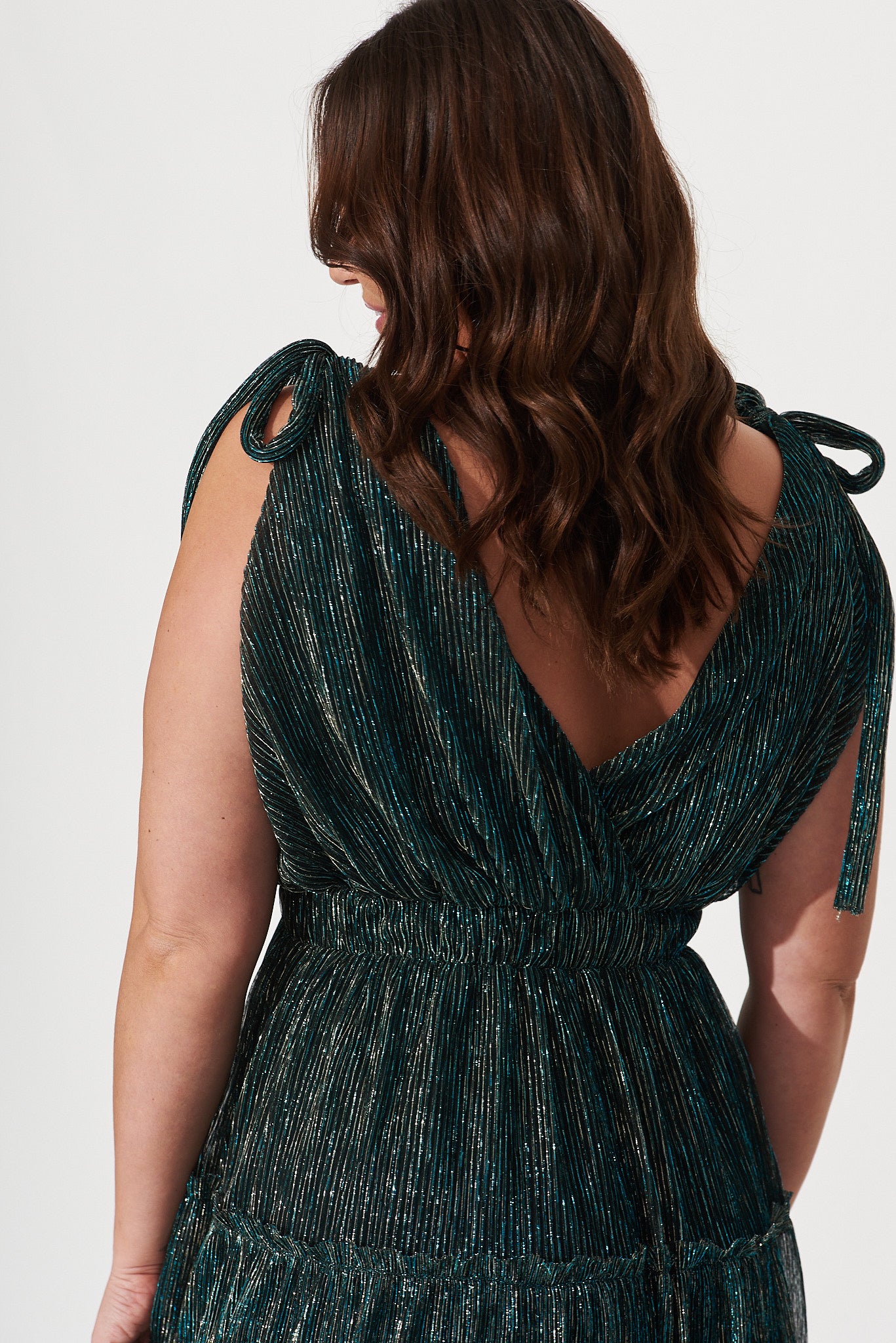 Annetta Maxi Dress In Emerald Lurex – St Frock