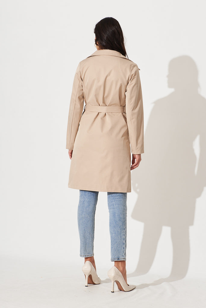 Tanya Trench Coat In Beige - back