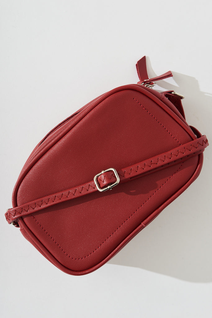 August + Delilah Filly Crossbody Bag In Red - flatlay