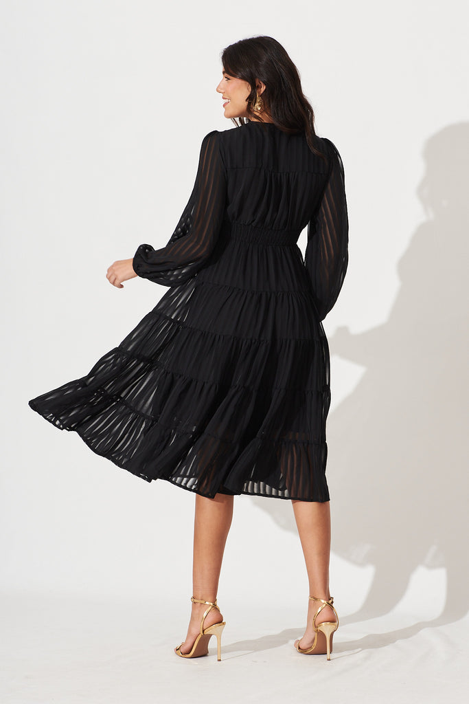 Modical Midi Dress In Black Chiffon - back