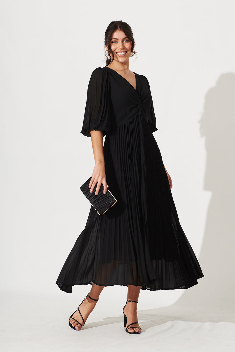 Moritz Maxi Dress In Black Chiffon – St Frock