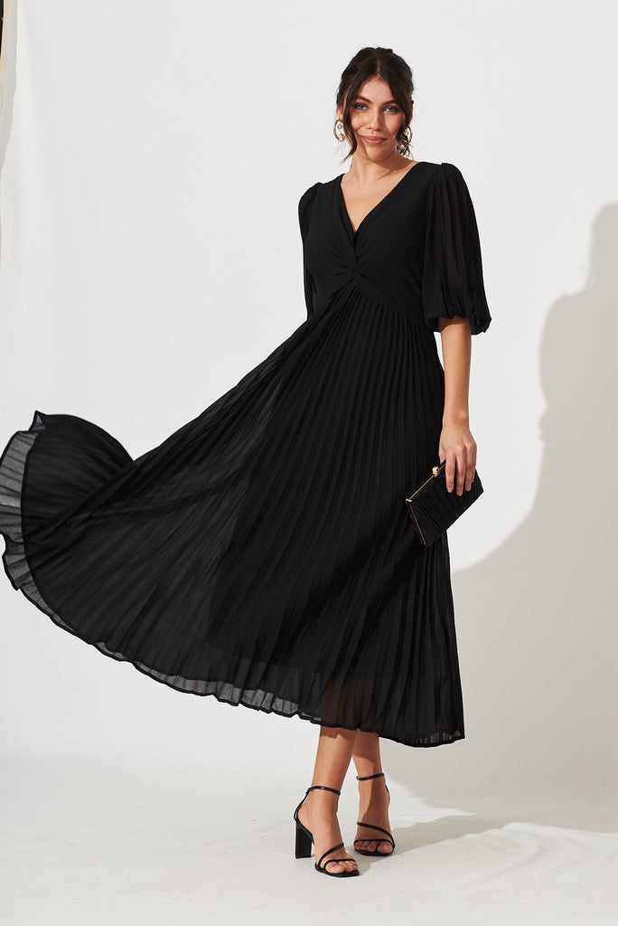 Moritz Maxi Dress In Black Chiffon – St Frock