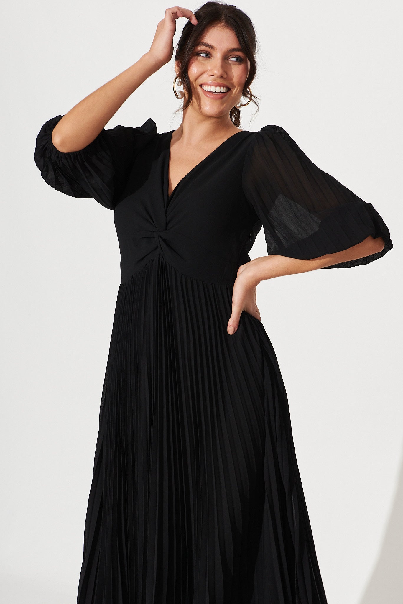 Moritz Maxi Dress In Black Chiffon St Frock