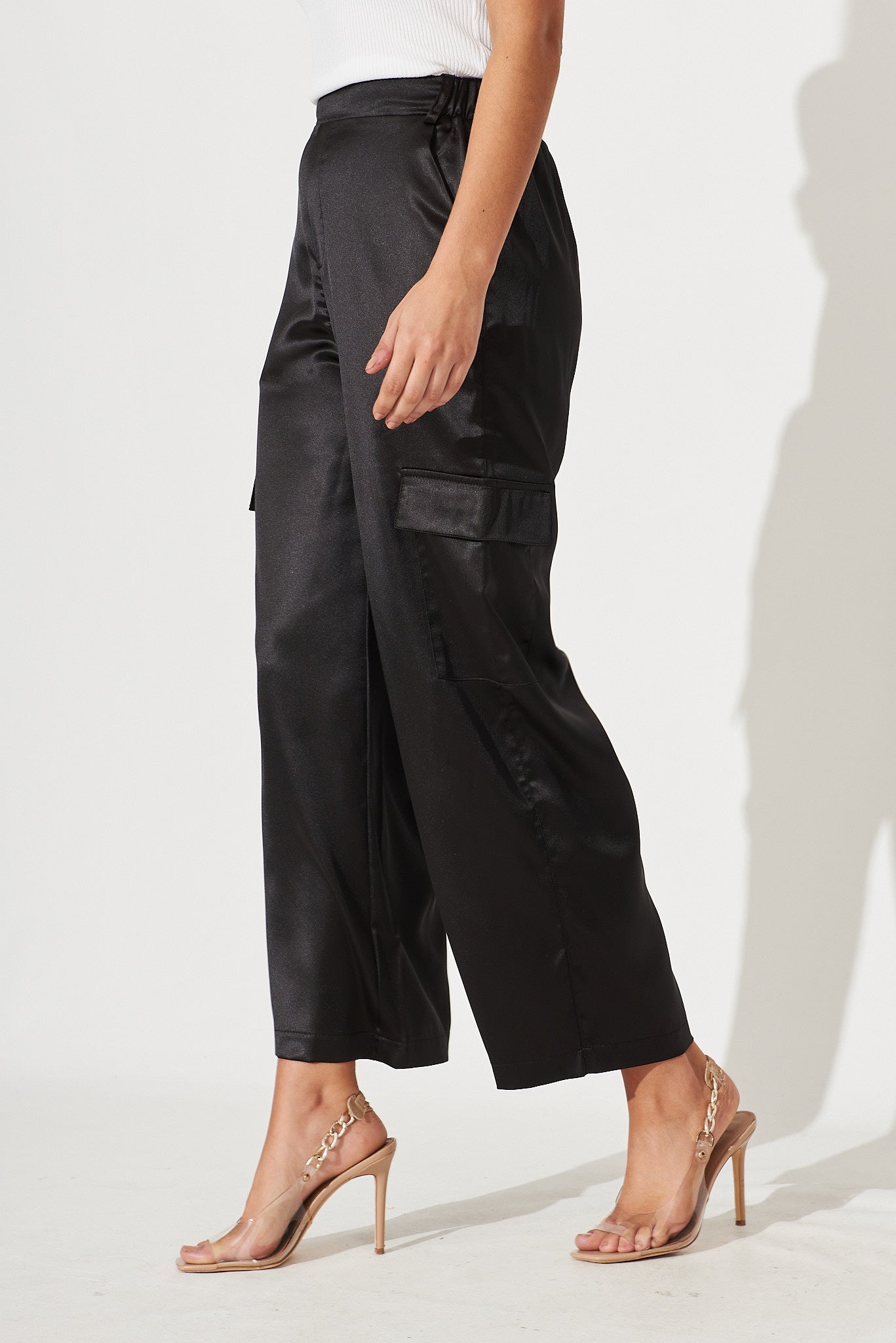 Jessamine Satin Cargo Trouser - Black | Fashion Nova, Pants | Fashion Nova