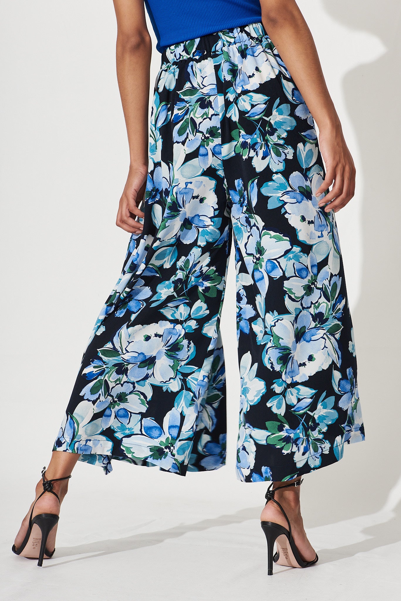 Sugary Pant In Black With Multi Blue Floral Print – St Frock