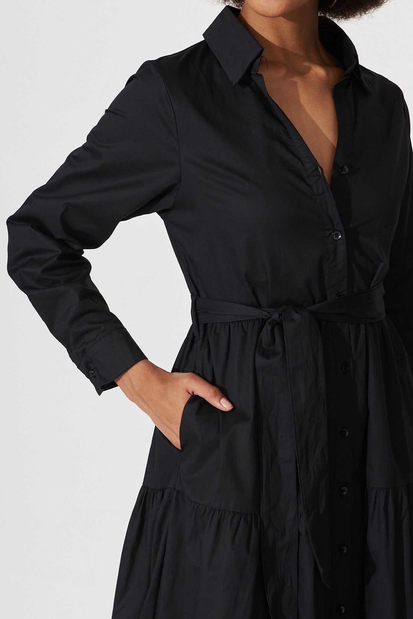 Lille Midi Shirt Dress In Black Cotton – St Frock