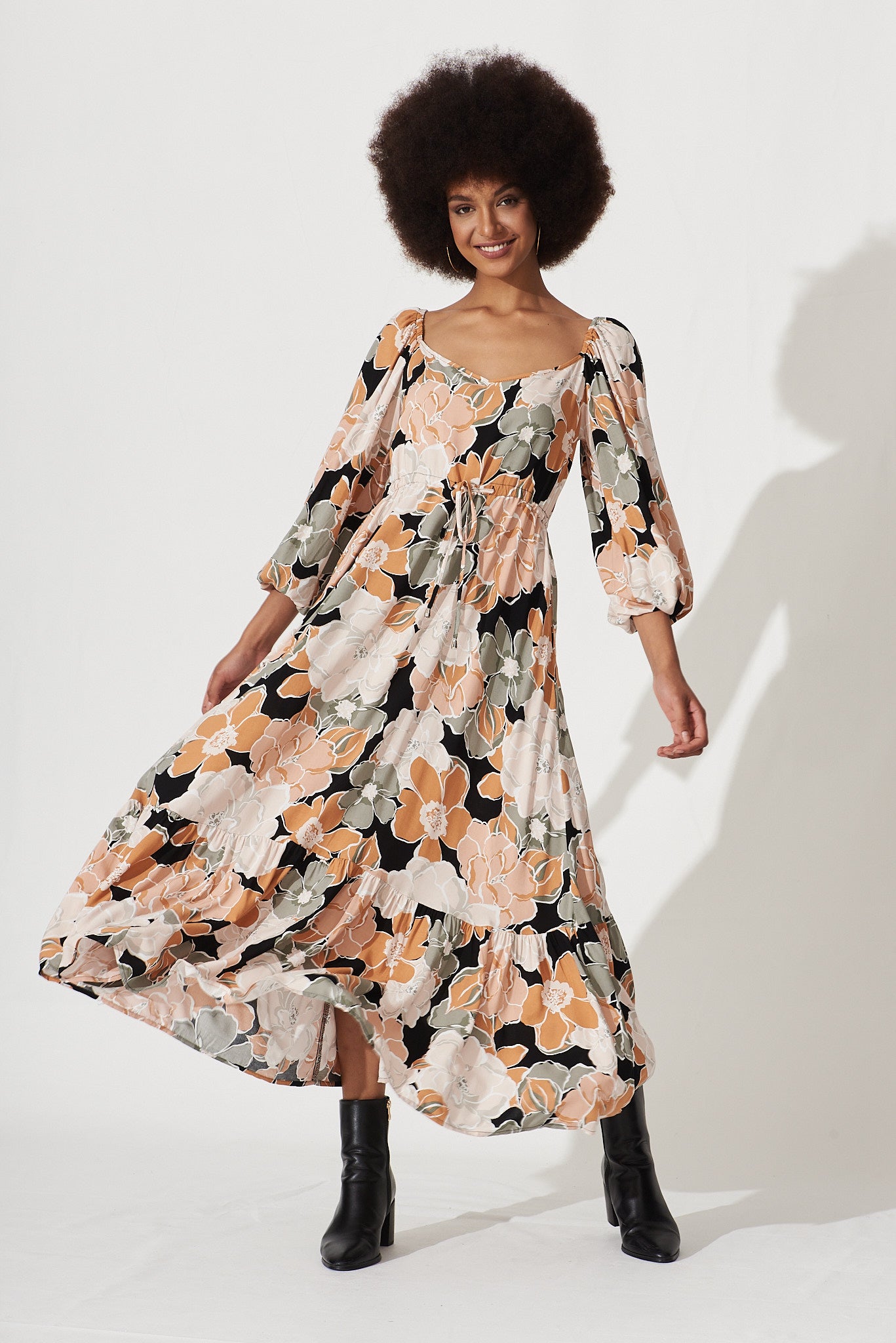 Khaki best sale floral dress