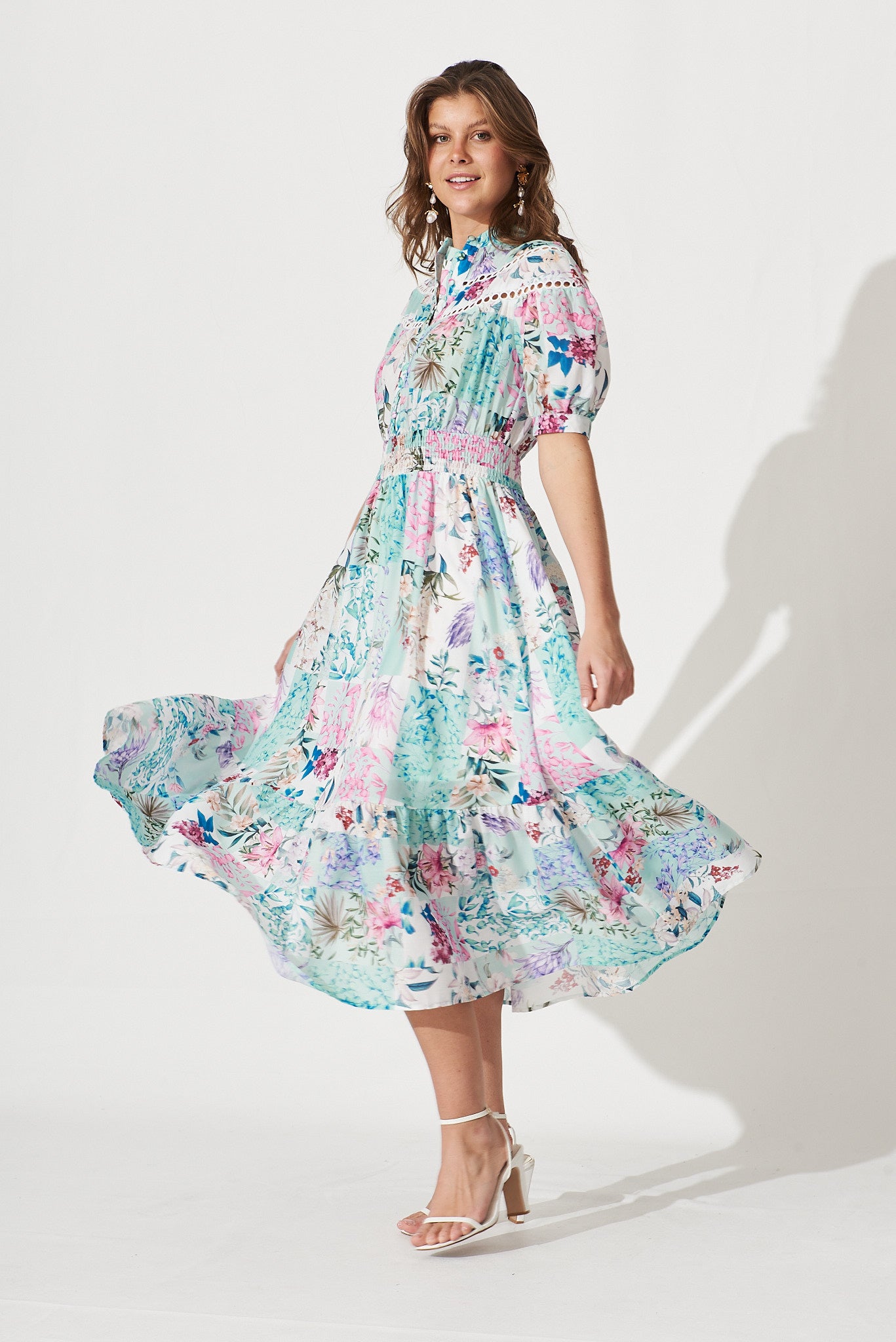 Lynette Midi Dress In Blue Patch Floral – St Frock