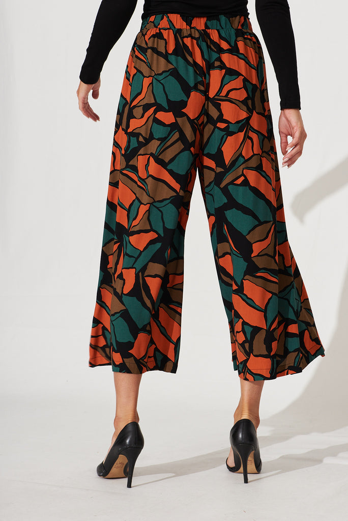 Pina Colada Pant In Multi Green With Rust Print - back