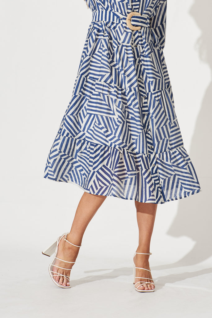 Clermont Midi Shirt Dress In Navy With White Print – St Frock