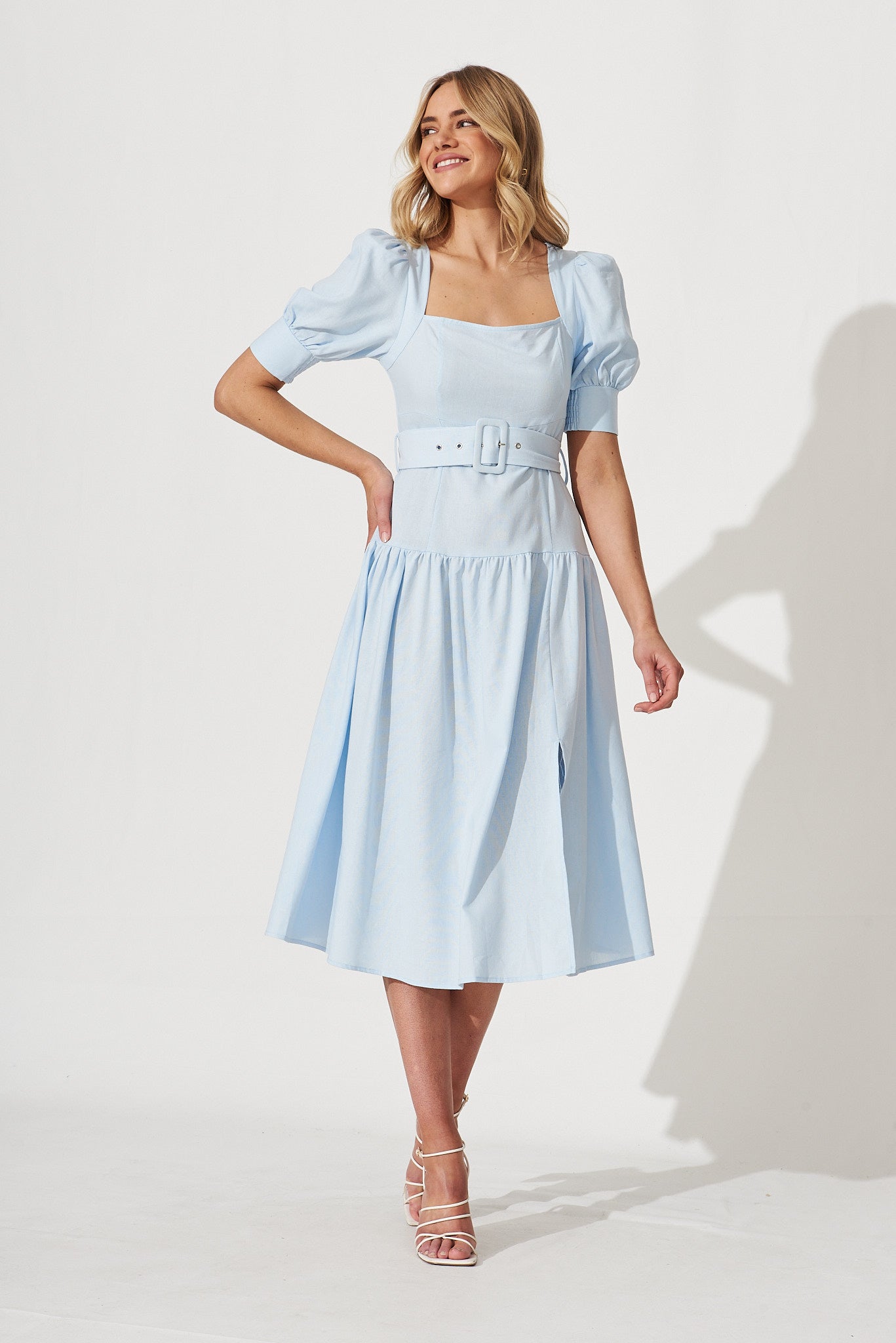 Pale blue hot sale linen dress