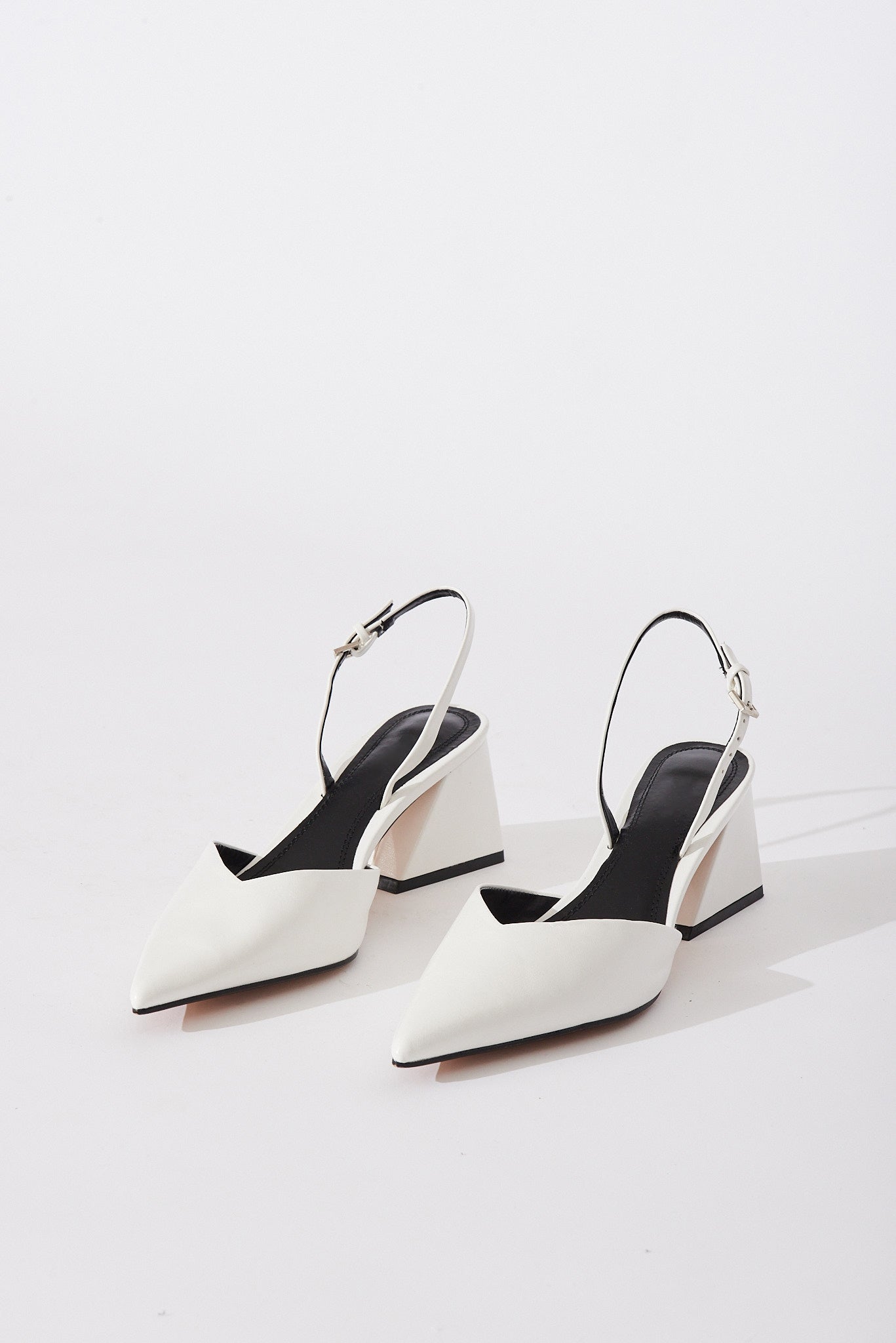 Buy Shoetopia White Block Peep Toes Heels With Buckles Online