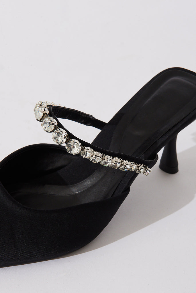 August + Delilah Coco Diamante Closed Toe Heels In Black - detail