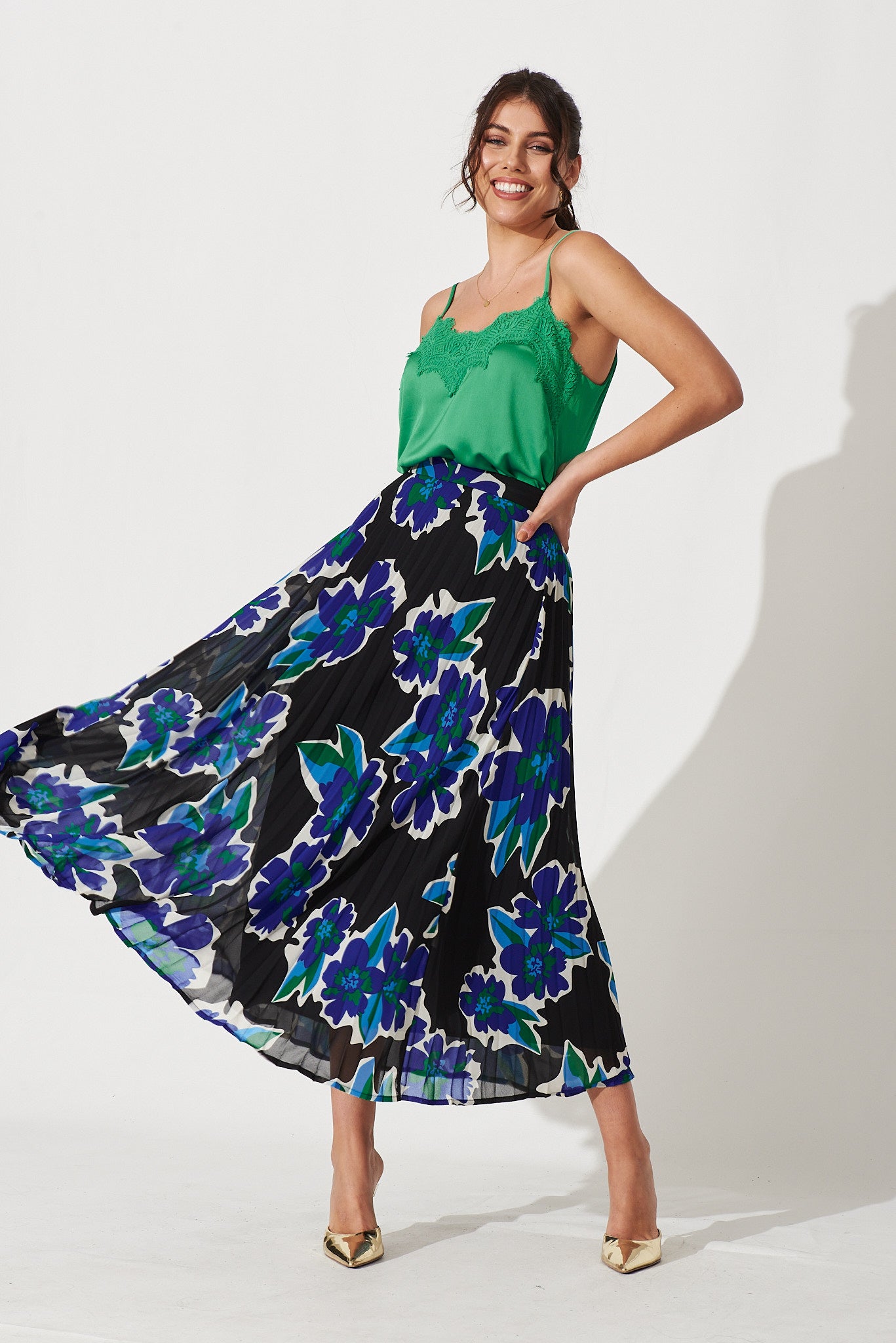 Floral Chiffon Midi Skirt