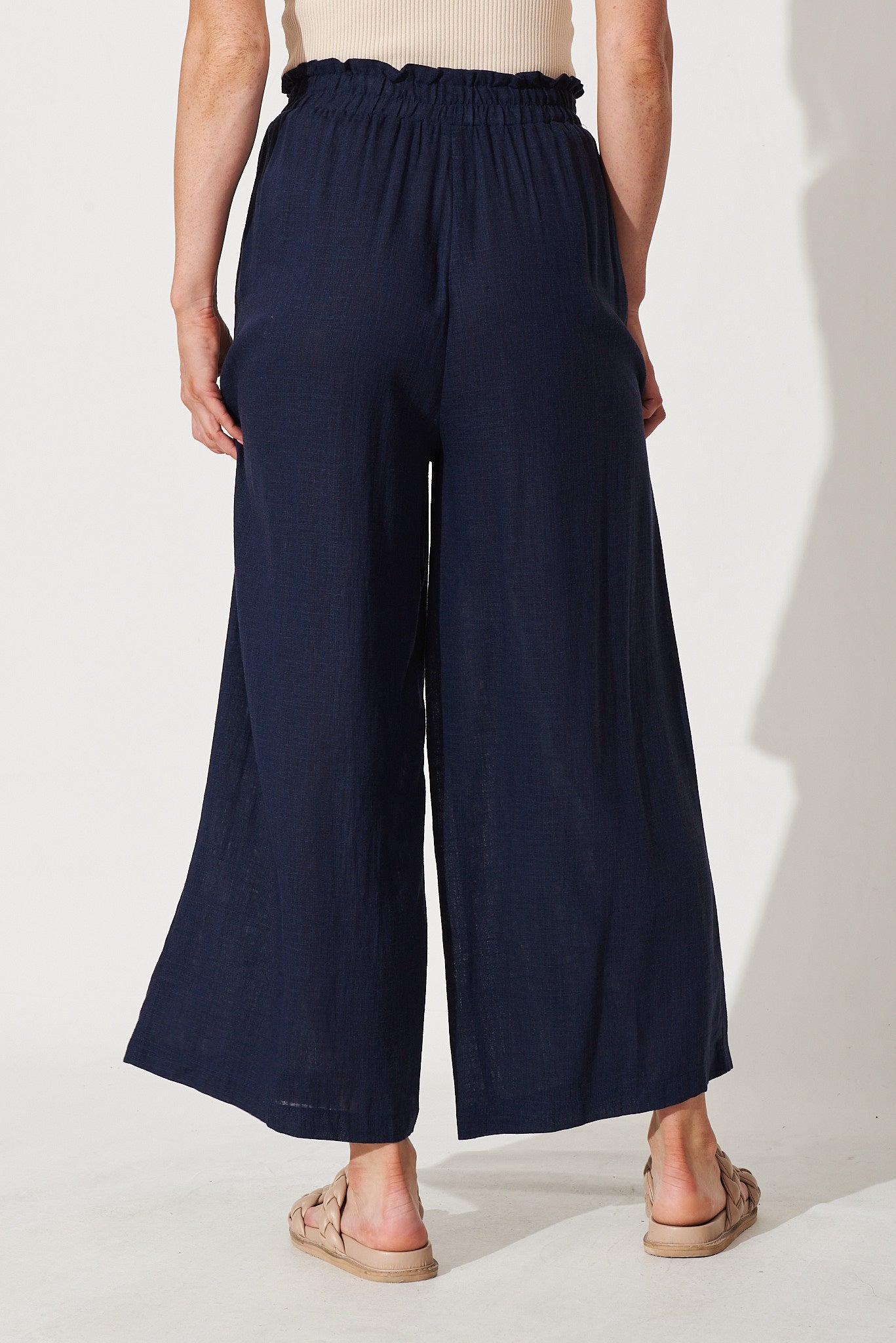 Nicole Pant In Navy Linen Blend – St Frock