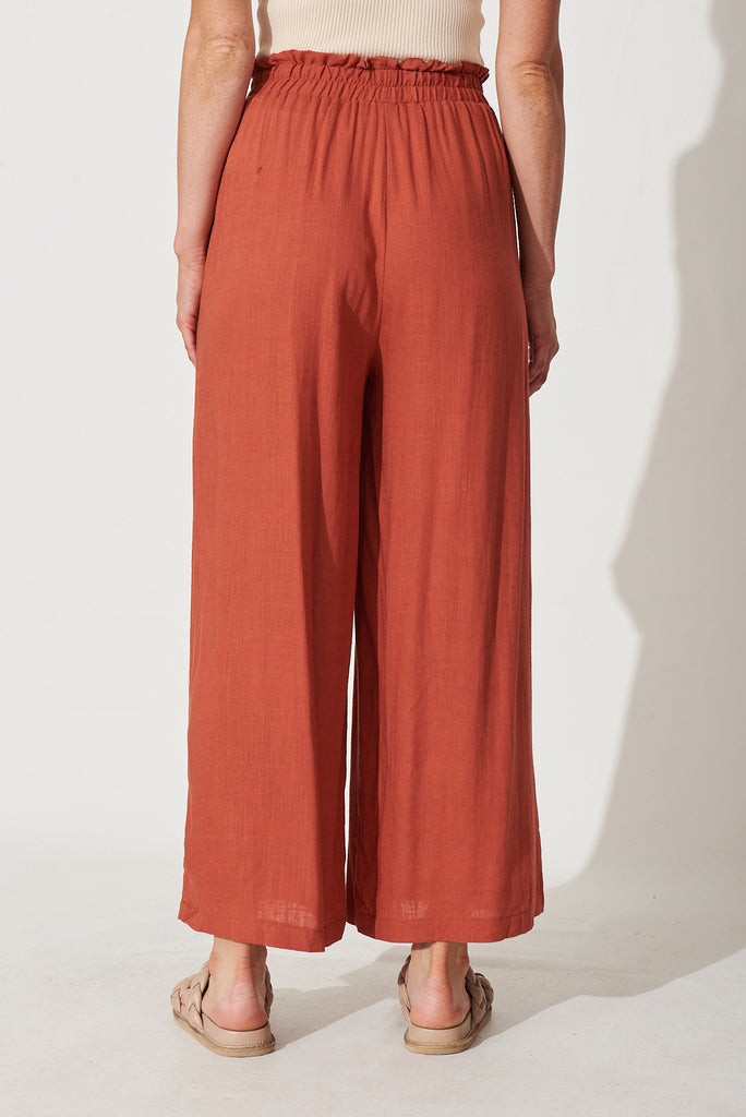 Nicole Pant In Rust Linen Blend - back
