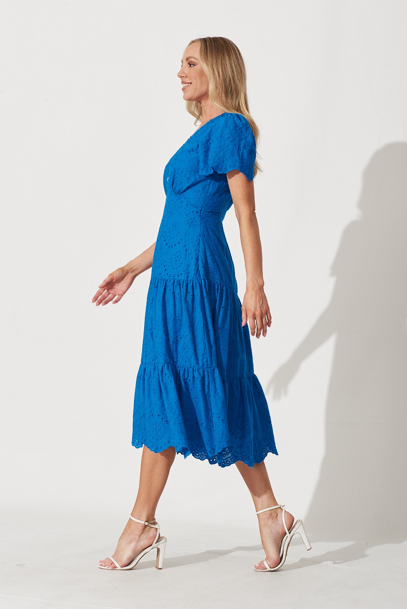 Charm Midi Dress In Blue Broderie – St Frock