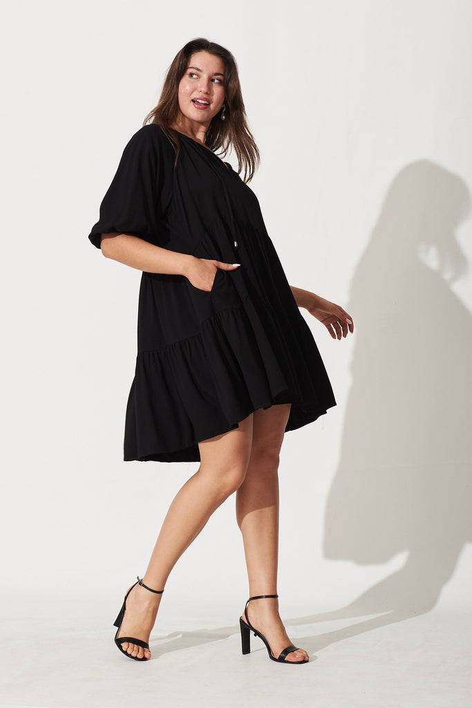 Enamour Smock Dress In Black - side