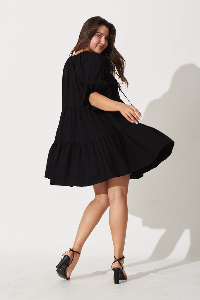 Enamour Smock Dress In Black - back