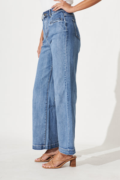 Xanthe Wide Leg High Rise Jeans In Light Blue Denim – St Frock