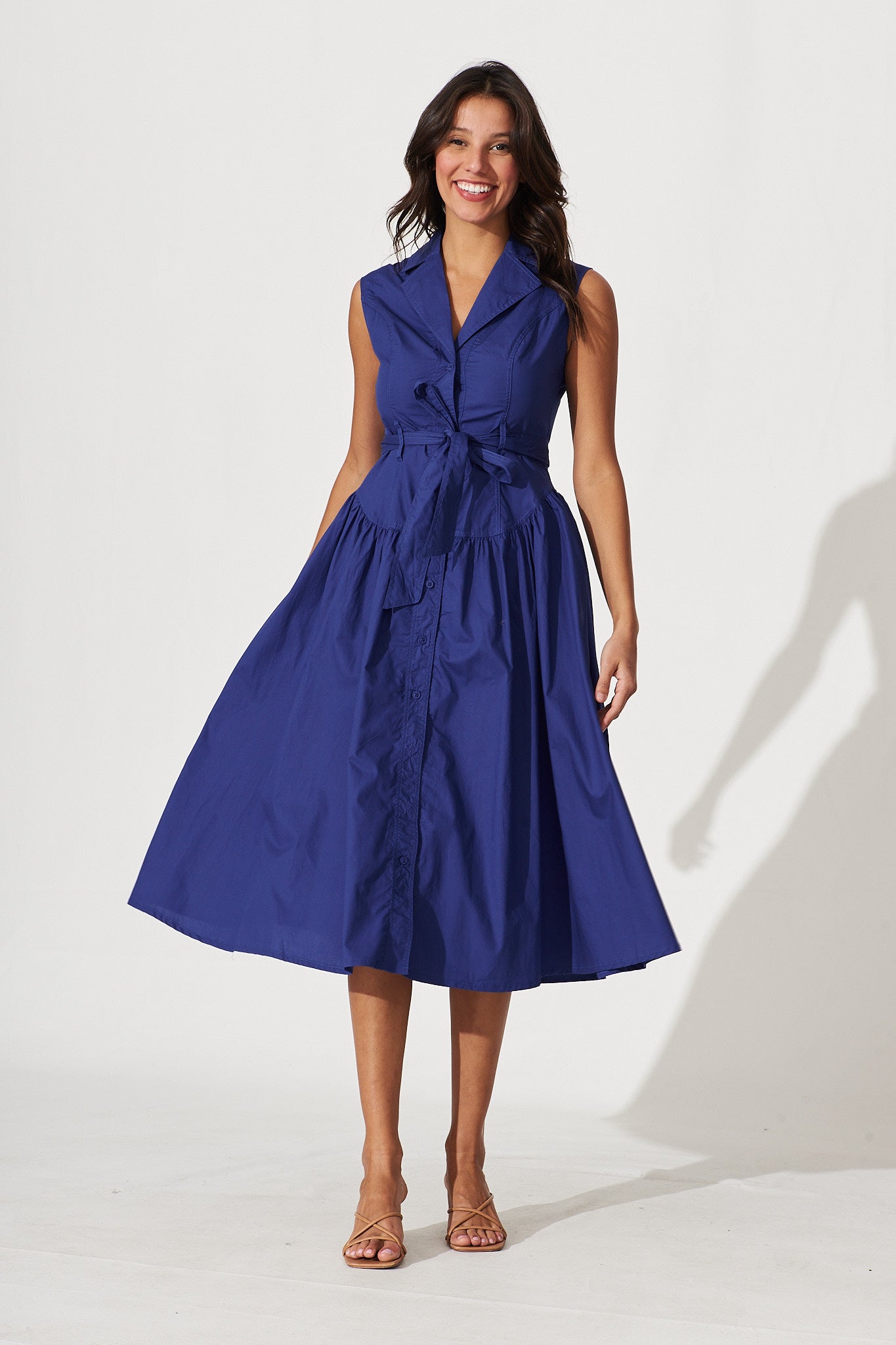 Kelly Green Taffeta Tea-length Shirtdress