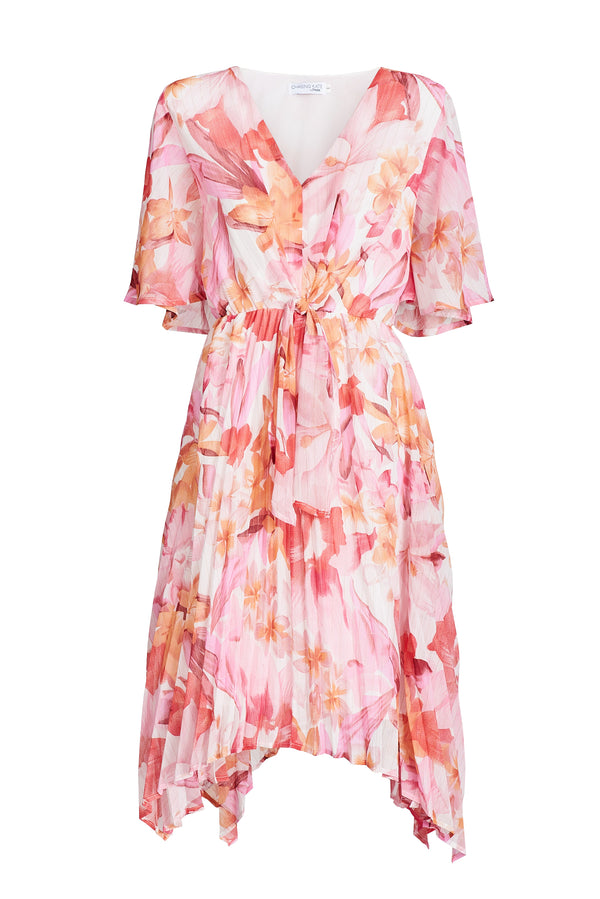 Blakely Dress In Pink Floral Lurex Chiffon – St Frock