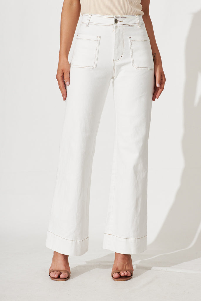 Juanita Wide Leg Jean In White Denim - front