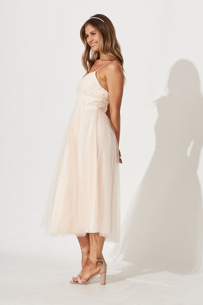 Cream tulle midi clearance dress