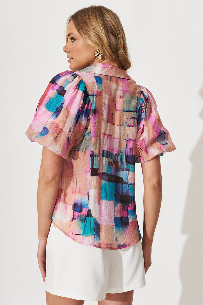 Bluebell Shirt In Pink With Multi Print - back