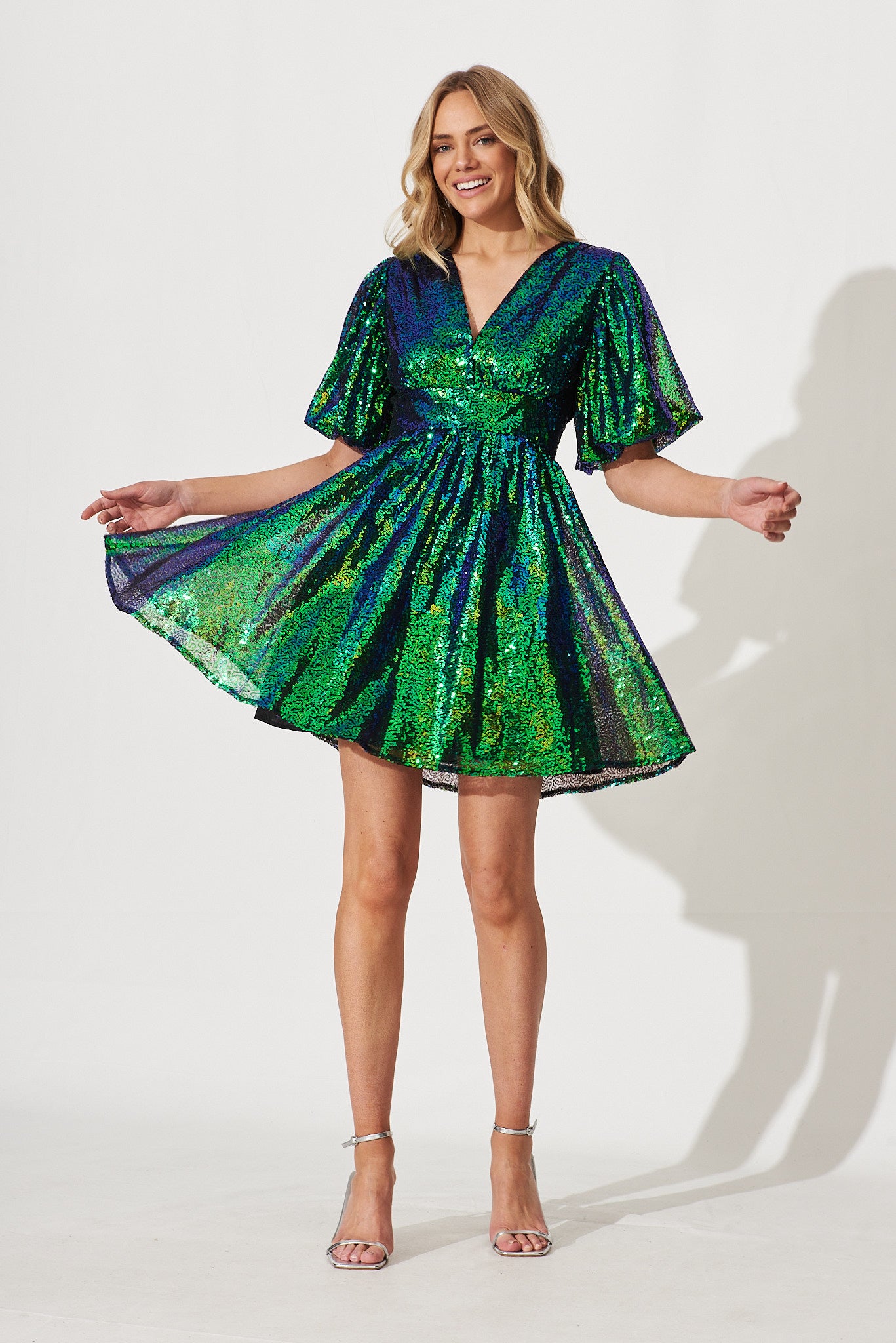 Livy Dress In Green Sequin – St Frock