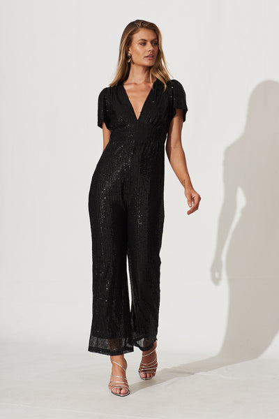 Black sparkly fashion playsuits