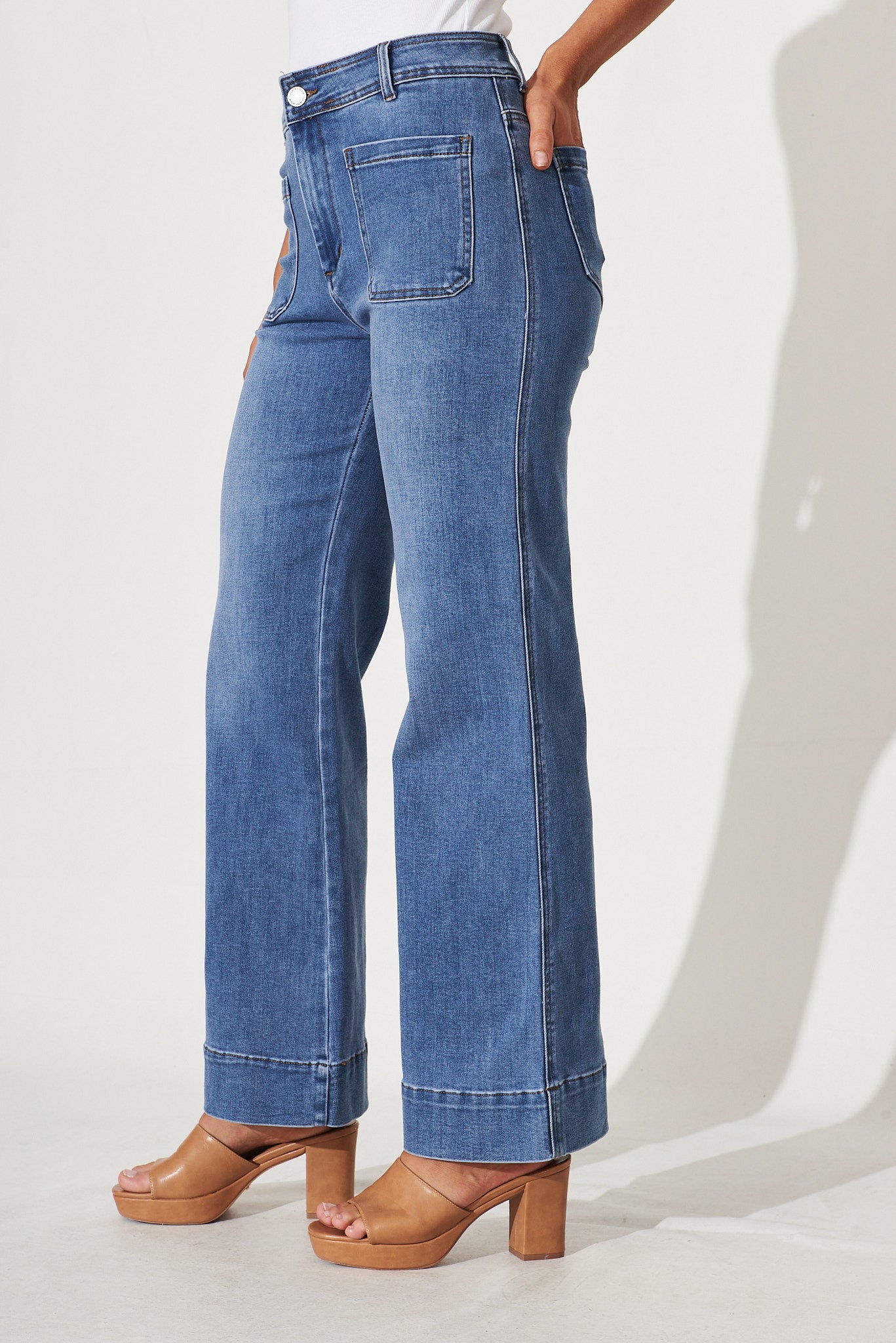 Xanthe Wide Leg High Rise Jeans In Light Blue Denim – St Frock