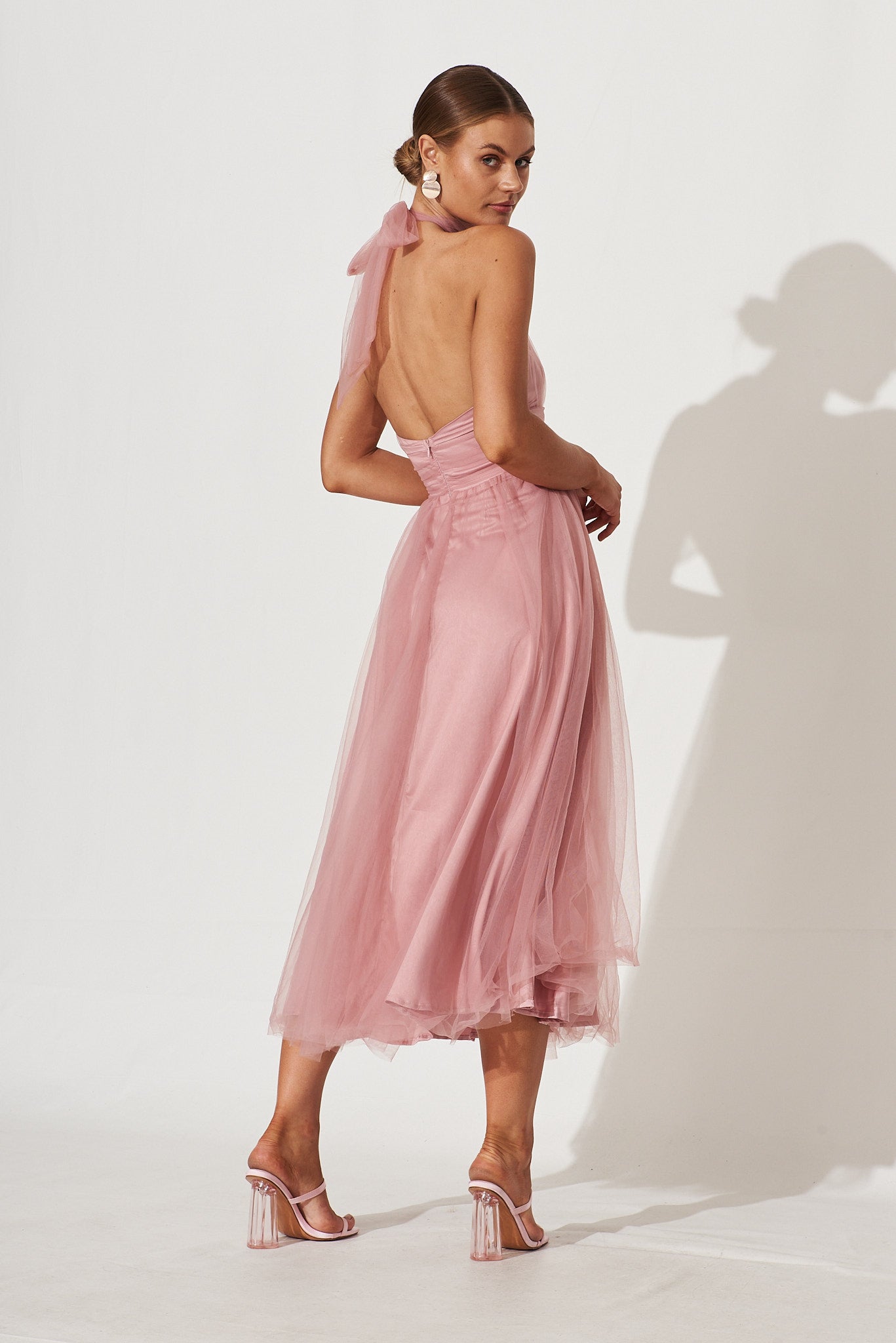 Kate V Pink blush backless bridesmaid dress Cocktail Party dress