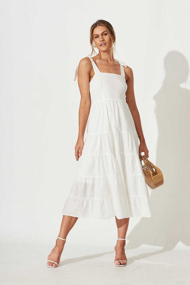 Cleopatra Midi Sundress In White – St Frock