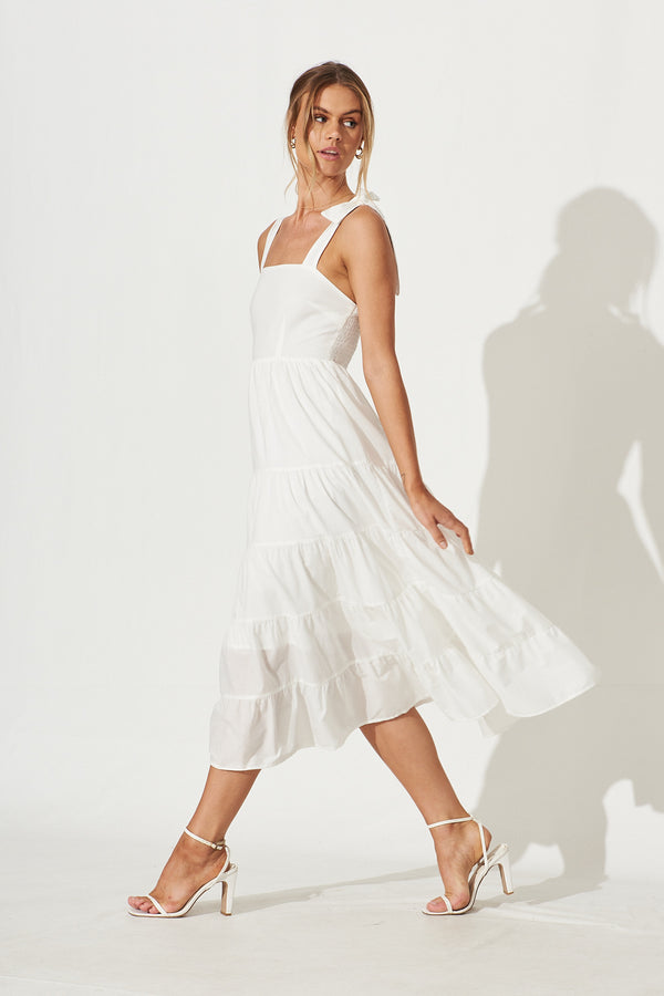 Cleopatra Midi Sundress In White – St Frock