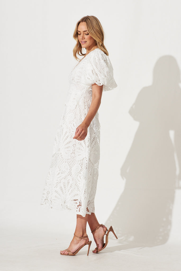 Millie Lace Maxi Dress In White - side