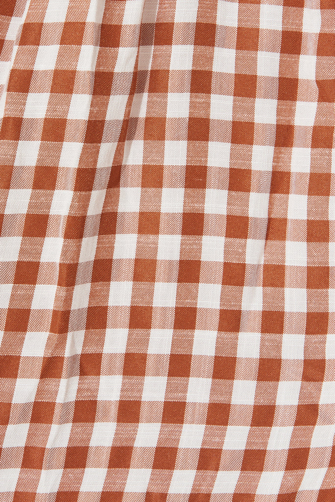 Colette Shirt Dress In Rust And White Gingham Cotton Blend - fabricColette Shirt Dress In Rust And White Gingham Cotton Blend - fabric